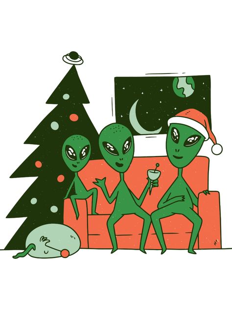 Alien Merch, Christmas T Shirt Design, Aliens Funny, Funny Tshirt Design, Christmas Stationery, Alien Art, Graphic Tee Design, Ancient Aliens, Christmas Card Design