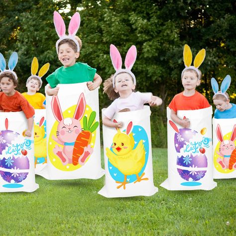 PRICES MAY VARY. Package Include:You will get 6 potato sack race jumping bags and 6 bunny ears headbands.Enough quantity for your Easter party games and activities. Size:Potato sack race bags are measured approximately 37 x 26 inch/94 x 66 cm.Bunny ears headbands cute and vivid,can be friendly for kids or adults. High Material:Easter game play set are made of woven polypropylene,which safe and non-toxic,strong and durable,can use for a long time.You can enjoy Easter party game with friends and f Easter Ideas For Kids Activities, Kids Easter Games Activities, Kids Easter Party Decorations, Easter Festival Ideas, Spring Party Activities, Easter Event Ideas, Easter Birthday Party Ideas, Easter Outdoor Games, Potato Sack Race