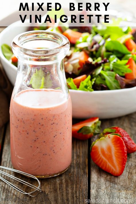 Berry Vinaigrette, Strawberry Salad Dressing, Strawberry Vinaigrette, Delicious Salad Dressings, Vinaigrette Salad, Salad Dressing Recipe, Vinaigrette Recipe, Berry Salad, Salad Dressing Recipes Homemade