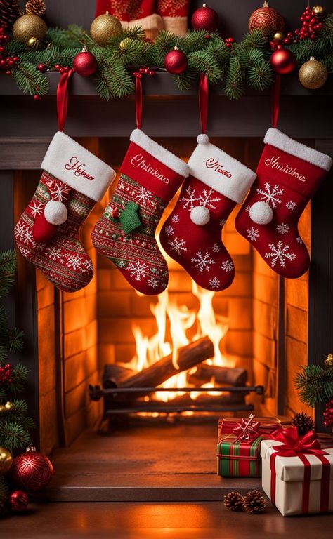 Dicembre Vibes, Christmas Stocking Wallpaper, Christmas Day Aesthetic, Christmas Stockings Aesthetic, Christmas Fireplaces, Creative Tattoo Ideas, Creative Tattoo, Wallpaper Christmas, Using Canva