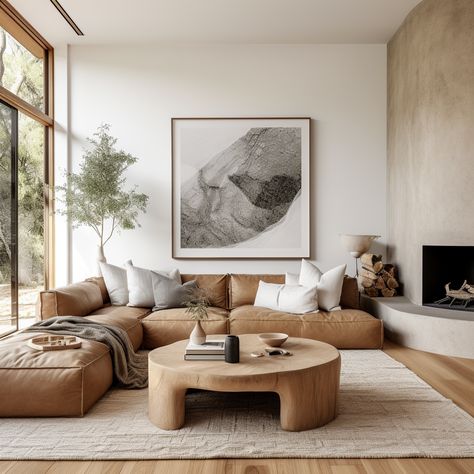 Cozy Earthy Living Room - Quiet Minimal - Interior Design Inspiration & Ideas Organic Living Room, Earthy Living Room, Japandi Living, Casas The Sims 4, Style Deco, Minimalism Interior, Nature Indoors, Living Room Inspo, Minimalist Living Room