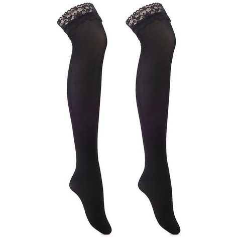 Charlotte Russe Lace-Trim Knee High Socks ($6.39) ❤ liked on Polyvore featuring intimates, hosiery, socks, black, overknee socks, over knee high socks, knee hi socks, charlotte russe and over knee socks Black Lace Knee High Socks, Black Knee High Socks, Thigh Socks, Over Knee Socks, Black Knees, Knee Socks, Knee High Socks, High Socks, Knee High Sock