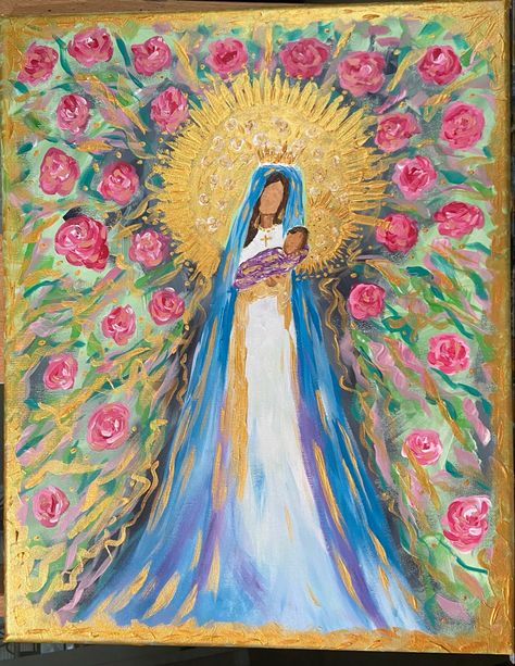 The Virgin Mary, Madonna And Child, Virgin Mary, Madonna, Oil Painting, For Kids, Pink, Blue, White