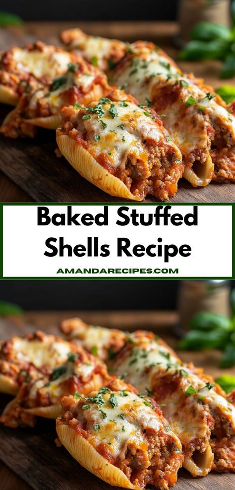 Looking for a delicious family dinner? These Baked Stuffed Shells are the perfect choice! Filled with creamy ricotta and savory herbs, they bring mouthwatering flavor to your table while being easy to prepare. Baked Stuffed Shells, Italian Stuffed Shells, Easy Stuffed Shells, Shells Stuffed, Stuffed Shells Ricotta, Delicious Family Dinners, Jumbo Pasta Shells, Shells Recipe, Cheese Spaghetti