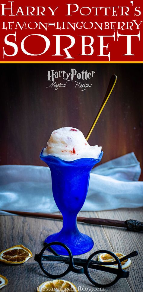 Harry Potter Recipes | Food from the magical world of Harry Potter - join Harry in Diagon Alley for a quick bite of lemon ice! #harrypotter #diagonalley #icecream #lemonice Harry Potter Ice Cream, Butterbeer Recipe Harry Potter, Pumpkin Fizz Harry Potter, Harry Potter Desserts From The Movie, Lingonberry Recipes, Cardomom Recipes, Butterbeer Ice Cream, Raspberry Muffins, Lemon Ice Cream