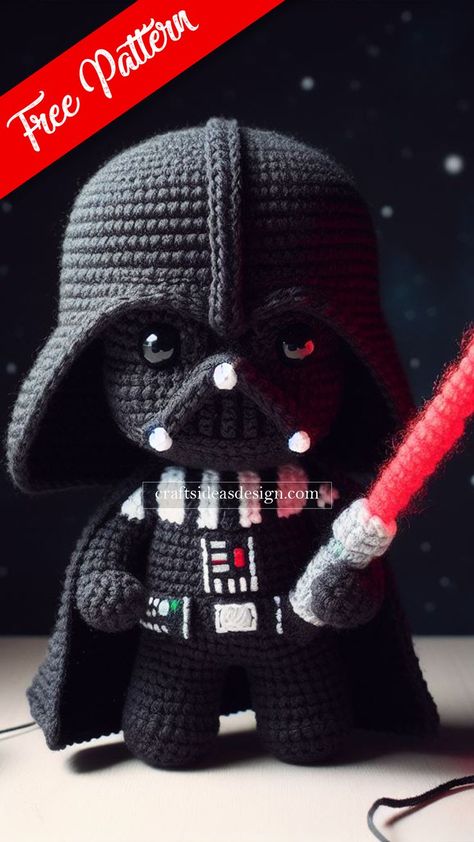 Darth Vader Amigurumi - Free pattern Darth Vader Knitting Pattern, Crochet Darth Vader Hat Pattern Free, Crochet Darth Vader Hat, Crochet Darth Vader Amigurumi, Darth Vader Crochet Pattern, Darth Vader Crochet Pattern Free, Legend Of Zelda Crochet Pattern Free, Starwars Crochet Free Pattern, Crochet Star Wars Free Pattern