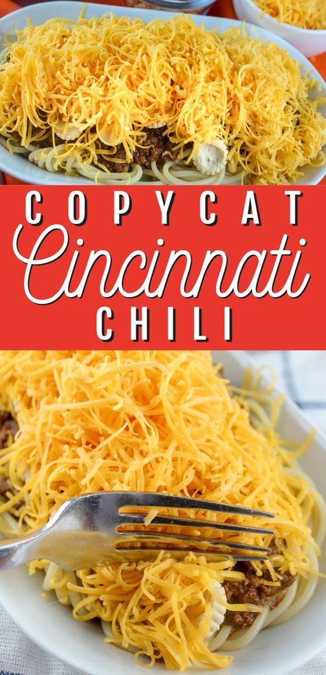 Cincinnati Chili is one of the most interesting dishes you’ll ever taste! It’s not like any chili you’ve ever had – with cinnamon, cocoa powder and tons of other spice – it’s served on spaghetti with a whole lotta cheese! I love it! via @foodhussy Cocoa Chili Recipe, Chili Spice Mix, Cincinnati Chili Recipe, Chili Seasoning Recipe, Cincinnati Chili, Hot Dog Toppings, Hot Dog Chili, Chili Spices, Homemade Soup Recipe