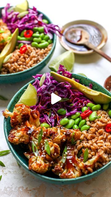 Jamie Vespa MS, RD on Instagram: "Teriyaki Cauliflower Power Bowls: a flavor-packed, plant-based bowl to add to your weekday lineup. Featuring caramelized cauliflower lacquered in a homemade teriyaki sauce, fiber-filled grains, edamame, cabbage for crunch, and avocado. Here’s what you need: ▢ cauliflower florets ▢ extra-virgin olive oil ▢ cornstarch ▢ lower-sodium tamari or soy sauce ▢ brown sugar or coconut sugar ▢ minced fresh garlic ▢ Hoisin sauce ▢ rice vinegar ▢ cooked quinoa, farro, or rice for serving ▢ frozen and thawed shelled edamame ▢ shredded red cabbage ▢ avocado Find the full recipe by clicking the link in my bio, or Google searching “dishingouthealth teriyaki cauliflower”" Teriyaki Cauliflower, Shelled Edamame, Cooked Quinoa, Power Bowls, Homemade Teriyaki Sauce, Teriyaki Sauce, Hoisin Sauce, Red Cabbage, How To Cook Quinoa