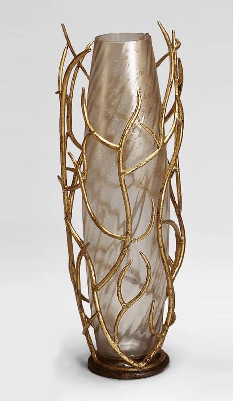 Handmade Metal Floor Vase Floor Glass Vase Decor Ideas, Metal Floor Vase, Tall Vase Decor, Glass Floor Vase, Cement Vase, Concrete Plant Pots, Glass Vase Decor, Glam Furniture, Big Vases