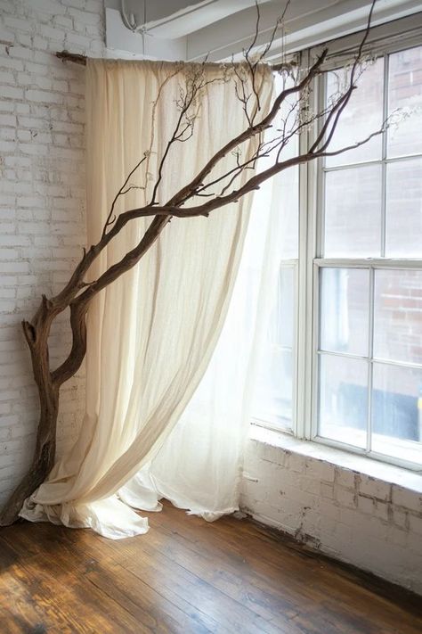 "Transform a simple branch into a stunning DIY Curtain Rod! 🌳🛠️ A great way to bring the outdoors inside and add a rustic touch to your space. 🌟✨ #RusticDecor #DIYHomeDecor #TreeBranchDesign" Curtain Rods Diy, Diy Tree Branch, Diy Curtain Rod, Branch Curtain Rods, Bring The Outdoors Inside, Diy Curtain, Diy Curtain Rods, Outdoors Inside, Diy Tree