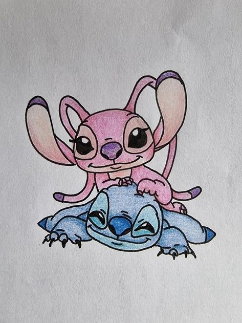 How To Draw Stitch And Angel, Stitch And Angel Drawing Sketches, Stitch And Angel Drawing Easy, Stitch And Angel Painting, Stitch And Angel Drawing, Stitch And Angel Tattoo, Tattoo Ideas Couples, Angel Drawing Easy, Friends Drawings