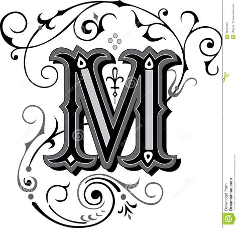 Beautiful Ornament, Letter M Stock Photography - Image: 38517972 Ornamental Lettering, Fancy Letter M, Grayscale Illustration, String Art Letters, Alphabets Letter, Sign Lettering Fonts, Background Leaf, Leaf Graphic, Calligraphy Fonts Alphabet