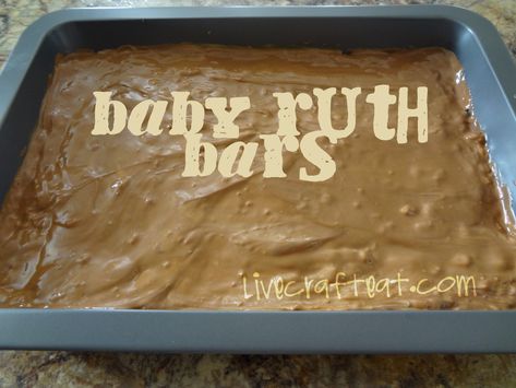 Try this recipe for a chocolate and oatmeal dessert called Baby Ruth Bars with chocolate and butterscotch chips melted on an oatmeal base. Baby Ruth Bars, Oatmeal Dessert, Candy Bar Cake, Holiday Party Appetizers, Dessert Squares, Deserts Easy, Baby Ruth, Dessert Bar Recipe, Butterscotch Chips