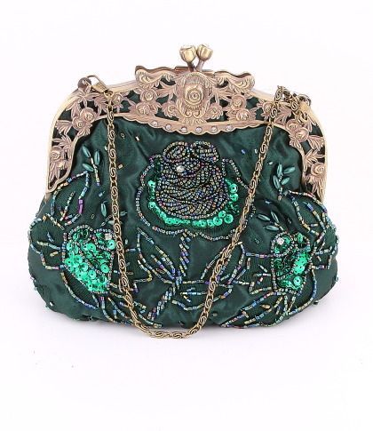 Green Beaded Victorian Purse Victorian Purses, Steampunk Top, Vintage Evening Bags, Beg Tangan, Top Hats, Lv Bags, Vintage Hats, 1930s Fashion, Evening Handbag