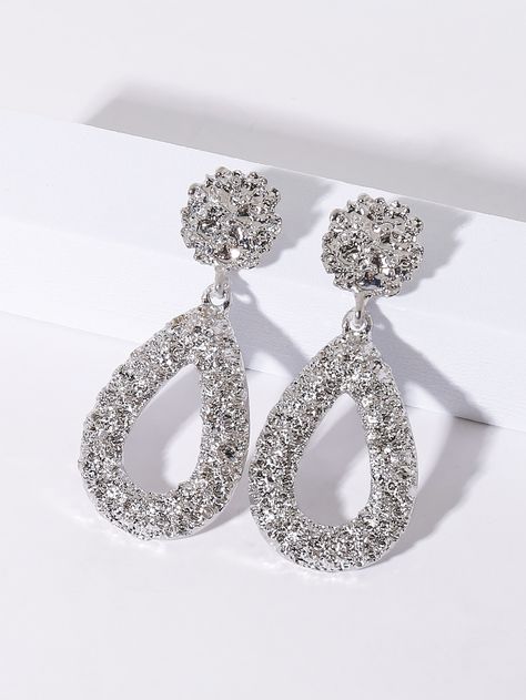 Cheap Glamorous Rhinestone Earrings, Silver Earrings With Rhinestones For Glamorous Events, Silver Retro Earrings For Formal Occasions, Retro Silver Earrings For Formal Occasions, Glamorous Silver Drop Earrings, Infinite Money, Inexpensive Jewelry, Pretty Jewelry Necklaces, Bridal Accessories Jewelry