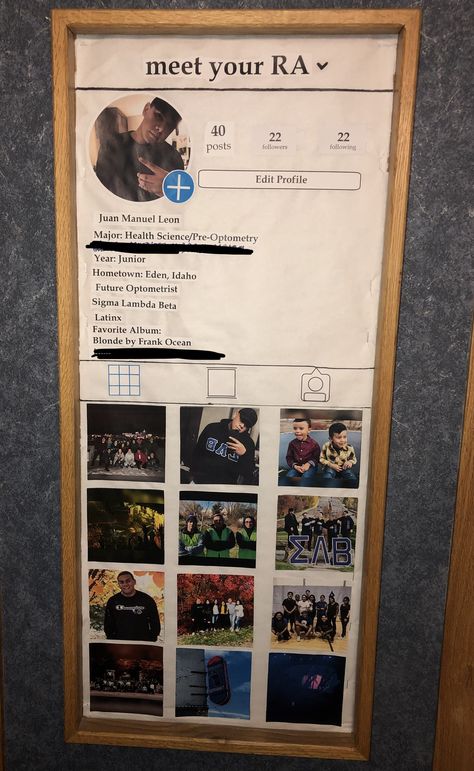 Instagram About Me RA Board Upgraded Instagram Theme Bulletin Board, Meet Your Ra Poster, About Me Board Ra, Ra Get To Know Me Board, Ra About Me Board, Instagram Bulletin Board, Where Am I Ra Board, Where Is My Ra Board, Wheres My Ra Board