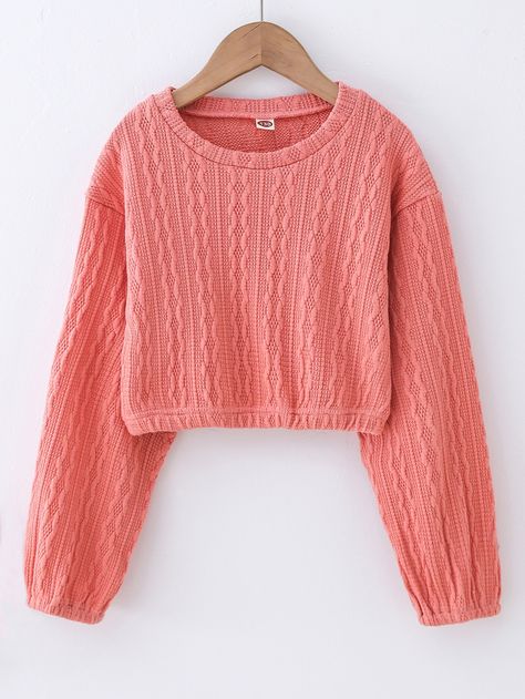 Watermelon Pink Casual  Long Sleeve Polyester Plain Pullovers Embellished High Stretch Spring Girls Clothing Wednesday Fashion, Shein Clothes, Easy Clothing, Teen Stuff, Winter Travel Outfit, Cheap Sweaters, Drop Shoulder Sweater, Spring Girl, American Girl Clothes