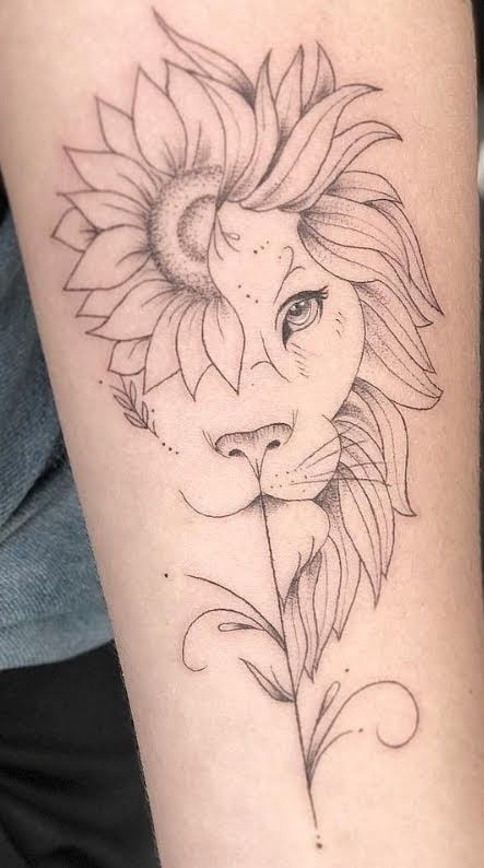 Lioness With Sunflower Tattoo, Lion And Sunflower Tattoo, Tattoo After Care, Inspo Tattoo, Face Tattoos For Women, American Traditional Tattoo Ideas, Traditional Tattoo Ideas, Lion Tattoo Sleeves, Shop Tattoo