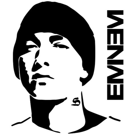 Quick Tattoos, Eminem Drawing, Rap Art, Stencil Graffiti, Face Stencils, Rapper Art, Drawing Stencils, White Drawing, Hip Hop Art