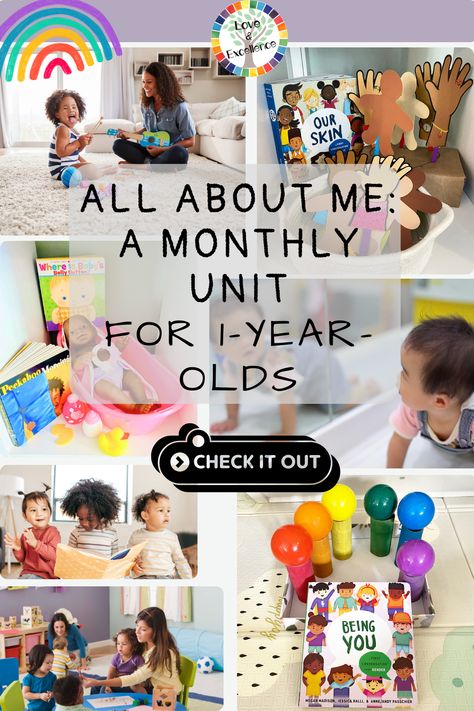 This month-long curriculum plan includes everything you need to run an in-home daycare or school-based childcare center program for children 12-24 months old. Developmentally appropriate for one-year-old children, this resource includes teacher guides that provide information on attachment theory & typical development, how-to-use instructions for the program, detailed lesson plans, multiple planning page templates, daily schedules, monthly calendars, a home connection newsletter, & more! Curriculum For One Year Olds, Infant Curriculum Themes, Teaching One Year Old Lesson Plans, 12-24 Month Activities Lesson Plans, Lesson Plans For One Year Olds, One Year Old Lesson Plans, About Me Toddler Activities, Monthly Themes For Toddlers, One Year Old Classroom