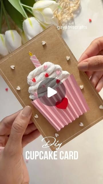 Gayatri chouhan on Instagram: "DIY Cupcake Card #crafts #handmade #diy #papercrafting #giftideas #art #papercrafts #art #gift #giftidea #gifts #cupcake #cake #card #birthdaycard" Balloon Cards Ideas, Female Birthday Cards Handmade Ideas, Birthday Cards Diy Handmade Pop Up, How To Make Birthday Cards, Birthday Card Designs Handmade, Diy Birthday Cards For Kids, Birthday Cards For Ladies, Easy Diy Birthday Cards, Birthday Cards Homemade