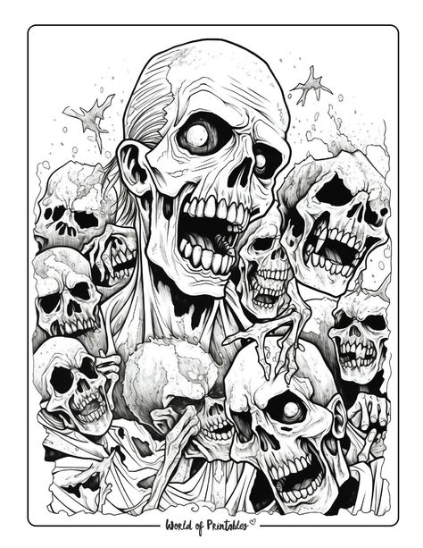 Coloring Books For Adults Free Printable, Horror Printables, Adult Colouring Printables Free, Horror Tattoo Stencil, Gangsta Drawings, Creepy Coloring Pages, Horror Coloring Pages, Scary Coloring Pages, Coloring Pages Halloween