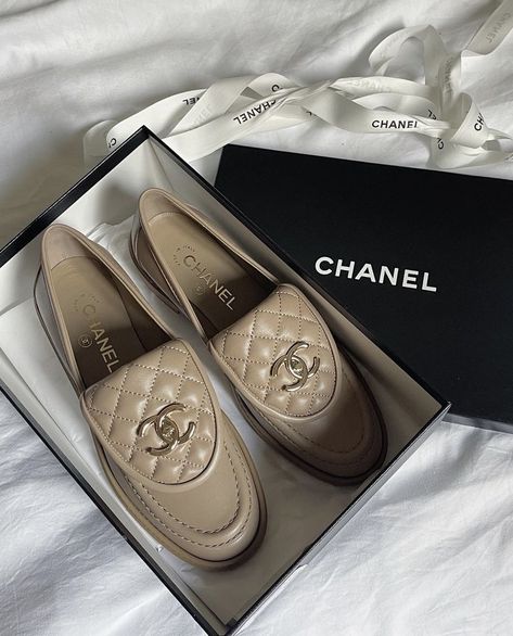 Chanel beige loafers Chanel Loafers, Beige Loafers, Chanel Beige, Beautiful Moon, Chanel Espadrille, Beige Shoes, Unique Shoes, Chanel Ballet Flats, Loafers For Women