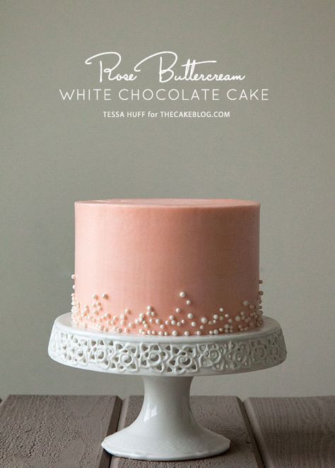 White Chocolate Cake with Rose Buttercream | by Tessa Huff for TheCakeBlog.com Rose Buttercream Cake, Buttercream Rose Cake, Rose Buttercream, White Chocolate Cake, Chocolate Roses, Seni Dan Kraf, Pink Cake, White Cake, Fancy Cakes