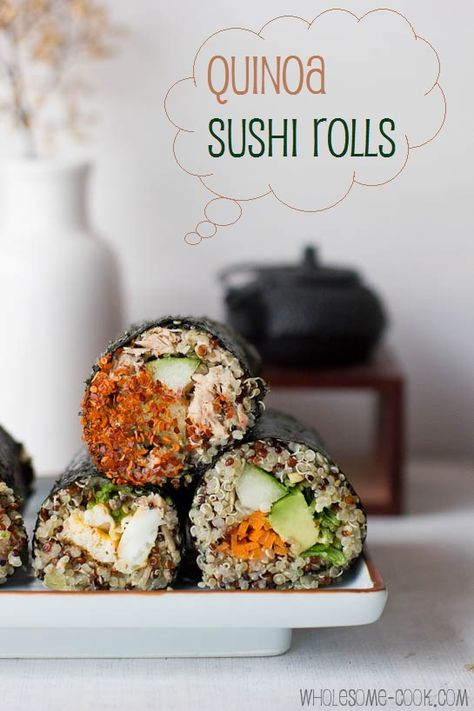 Quinoa Sushi Rolls Quinoa Sushi Rolls, Mapo Tofu, Fresh Fruit Recipes, Quinoa Recipes, Sushi Rolls, Fruit Recipes, Chopsticks, Food For Thought, Quinoa