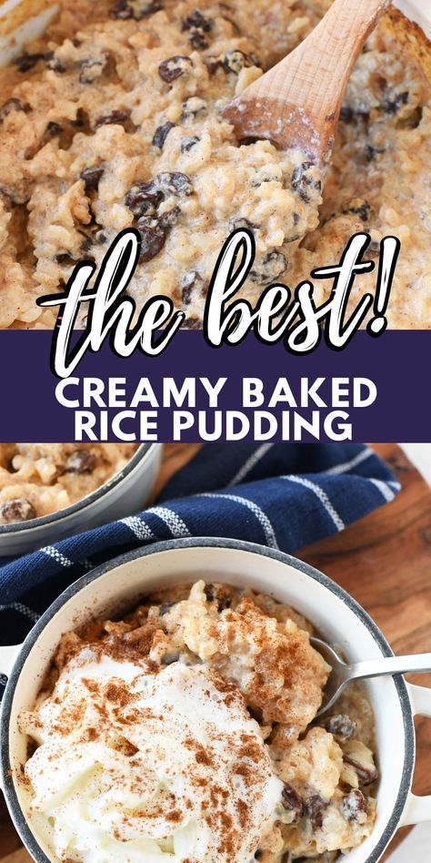 Rice Pudding Custard, Easy Baked Rice Pudding, Baked Rice Pudding With Eggs, Baked Rice Pudding Recipes Oven, Rice Pudding Baked In Oven, Rice Pudding With Jasmine Rice, German Rice Pudding, Baked Rice Pudding With Cooked Rice, Best Rice Pudding Recipe Ever