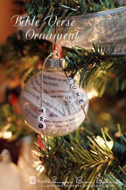 Learn how to make this Bible Verse Ornament. Other ideas:     Lines from a favorite book (hello, Harry Potter!) ,   Wedding Vows with Wedding Date on tie on,   Baby's Firsts with birth date tie on , Special Memories from this year with year tie on, Child's favorite things for the year, with age & date tie on. Dyi Christmas Gifts, Wedding Invitation Ornament, Christ Centered Christmas, Christian Ornaments, Ornament Exchange, Candy Crafts, Navidad Diy, Christian Christmas, Homemade Christmas