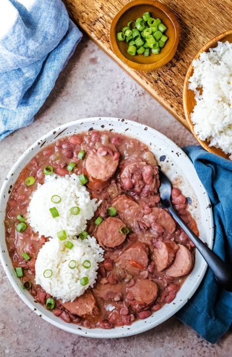 Red Beans Recipe, Red Beans And Rice Recipe, Red Beans N Rice Recipe, Red Beans And Rice, Beans And Rice, Cooking White Rice, Smoked Cooking, Creole Seasoning, Beans Recipe