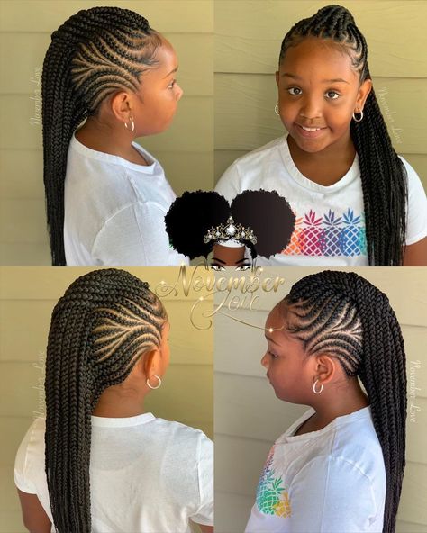 Cornroll Braids, Ponytail Mohawk, Mohawk Braid Styles, Mohawk Braids, Latest Hair Braids, Feed Ins, Cornrows Braids For Black Women, Mohawk Braid, Girls Natural Hairstyles