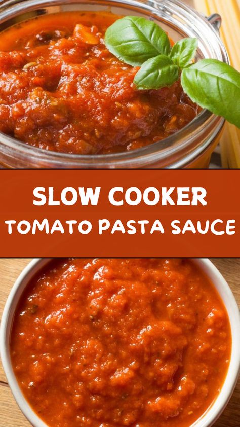 Slow Cooker Tomato Pasta Sauce Slow Cooker Tomatoes Sauce, Homemade Pasta Sauce Slow Cooker, Tomato Based Crockpot Recipes, Tomato And Onion Sauce, Pasta Sauce Crockpot, Spaghetti Sauce Crockpot, Crockpot Pasta Sauce, Crock Pot Pasta Sauce, Slow Cooker Tomato Sauce