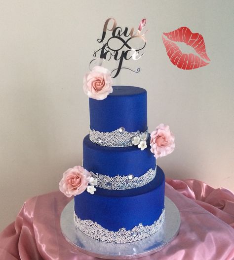 Royal Blue and Silver cake made by cupcakemistressph Royal Blue And Silver Birthday Cake, Royal Blue And Silver Cake, Blue And Silver Cake, Dance Birthday Cake, Quinceañera Cakes, Royal Blue Wedding Cakes, Royal Blue Cake, Gold Cake Decorations, Wedding Brownies