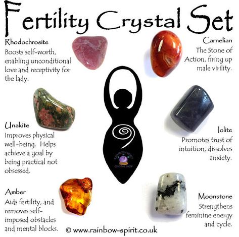 Fertility Spells, Fertility Crystals, Crystal Healing Chart, Spiritual Crystals, Types Of Crystals, Crystal Therapy, Crystal Healing Stones, Crystal Meanings, Crystal Set