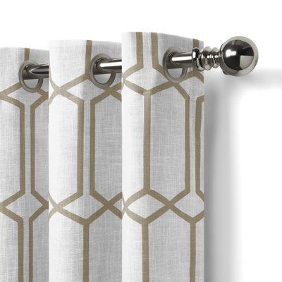 Eider & Ivory Atwell Geometric Room Darkening Thermal Grommet Single Curtain Panel Color: Taupe, Size per Panel: 52" W x 95" L Single Window Curtain, Geometric Curtains, Blackout Panels, Grommet Panels, Stylish Curtains, Trellis Design, Elegant Drapes, Darkening Curtains, Rod Pocket Curtain Panels