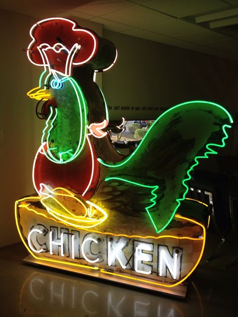 Neon chicken sign at Airpark Signs & Graphic Neon Sign Art, Chicken Signs, Chicken Chick, Rooster Art, Chicken Decor, Chicken Art, Chickens And Roosters, Chicken House, Chicken Breeds