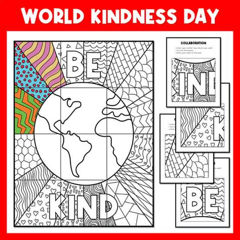 Vivi a Creative Store | Teachers Pay Teachers Kindness Collaborative Art, Collaborative Posters Classroom, Collaborative Coloring Mural Printable, Collaborative Coloring Pages, World Kindness Day Crafts For Kids, World Kindness Day Poster, Collaboration Poster Design, Color The World With Kindness, Collaborative Art Projects For Kids