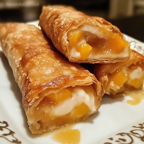 Peach Cobbler Cheesecake Eggrolls, Peach Cobbler Filling, Peach Cobbler Egg Rolls, Cheesecake Egg Rolls, Creamy Parmesan Pasta, Peach Cobbler Cheesecake, Garlic Butter Chicken Bites, Butter Chicken Bites, Peach Cheesecake