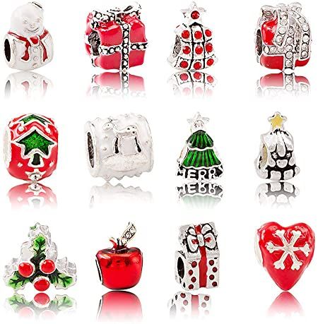 AmazonSmile: Kinteshun Bracelet Beads Alloy Hollowed-Out Spacer Beads Charm for DIY Jewelry Making Accessaries(Tibetan Silver Tone, 20pcs) Christmas Jewelry Diy, Holiday Beading, Charms Pandora, Mini Ornaments, Bracelet Charms, Christmas Bracelet, Pandora Style, Christmas Charms, Accessories Diy Jewelry