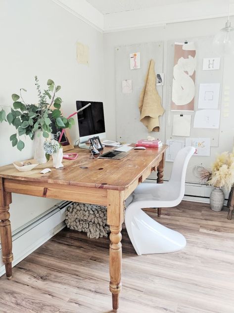 Creative Bohemian Family Home Tour Photos | Apartment Therapy Indoor Olive Tree, Shell House, Office Den, Old Family Photos, Desk Goals, Design Philosophy, Bedroom Vintage, Pink Bedding, Cozy Home