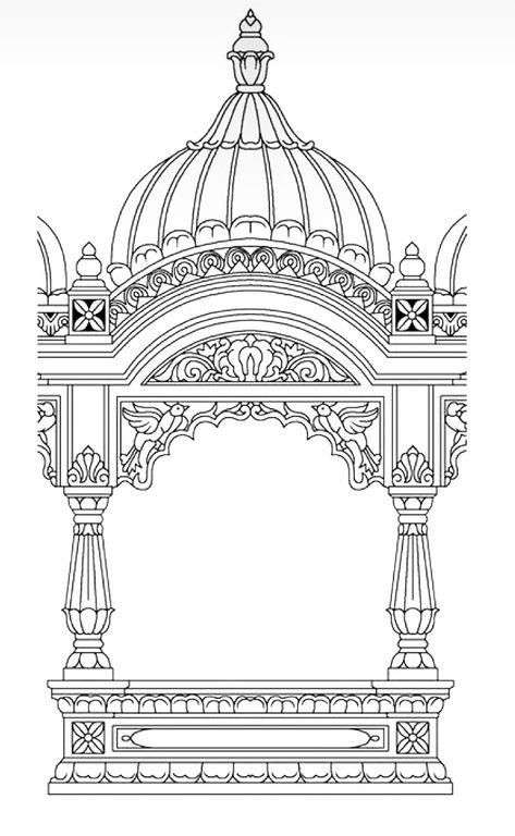 Temple Arch Design, Temple Drawing, Aries Art, Architecture Blueprints, Ancient Drawings, New Ceiling Design, Ganapati Decoration, Diwali Decorations At Home, Ancient Indian Architecture