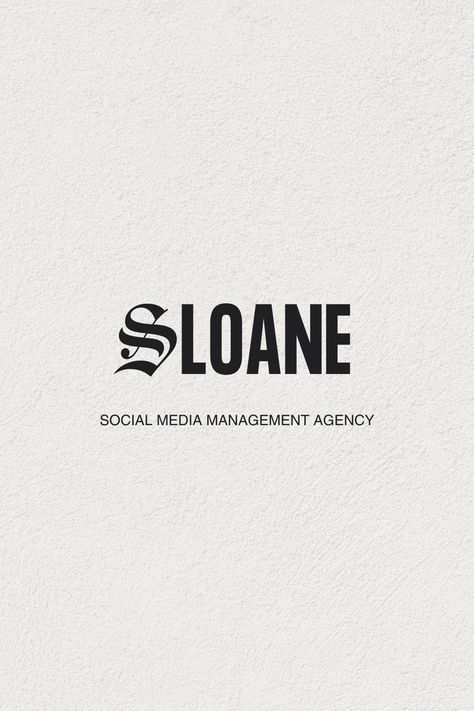 Social Media Management Agency Brand Identity | Edgy and Cool Logo Design | Blackletter Logo Design Sloane is a social media and digital marketing agency inspired by an edgy, coastal, it girl aesthetic. The vision for this project was modern yet nostalgic, never compromising quality. This project features an edgy, bold, and clean logo design with a pairing of blackletter and sans serif fonts. Looking for brand design that reflects and elevates your business? Head to virtual-muse.com Logo Design Inspiration Modern, Blackletter Logo Design, Goth Logo Design, Grunge Branding, Social Media Agency Logo, Blackletter Logo, Social Media Manager Logo, Creative Agency Logo, Edgy Graphic Design