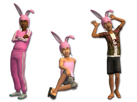 Mod The Sims - The Hippity Hat Sims 4 Bunny Hat, Pink Bunny Hat, Sims Videos, Sims Background, Background Characters, Bunny Hat, Pink Bunny, The Sims 4, The Sims