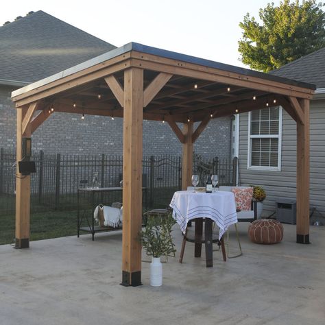 Backyard Discovery Backyard Discovery 12" X 9.5" Arcadia Gazebo - Wayfair Canada Rectangle Gazebo, Diy Patio Cover, Slope Roof, Permanent Gazebo, Shed With Porch, Grill Covers, Grill Gazebo, Wooden Gazebo, Pergola Canopy