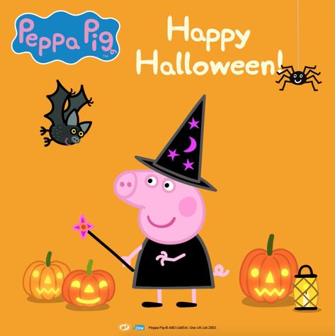 Peppa Pig Halloween, Dog Years Chart, Peppa Halloween, Heo Peppa, Pig Halloween, Halloween Classroom Door, Halloween Window Decorations, Cardboard Car, Pig Illustration