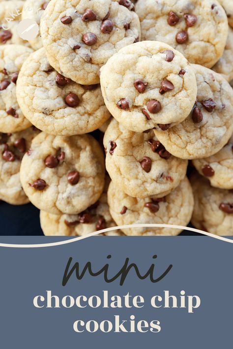 Mini chocolate chip cookies are soft, chewy, and the ultimate way to enjoy cookies in bite sized form! They are tiny and cute, making them oh-so easy to pop in your mouth so they are ideal for snacking or a sweet treat. Chocolate Chip Cookies Cake, Mini Chocolate Chip Cookies, Chocolate Chip Cookie Cake, Frozen Cookie Dough, Dark Chocolate Cookies, Soft Chocolate Chip Cookies, Cookies Cake, Choc Chip Cookies, Recipes Christmas