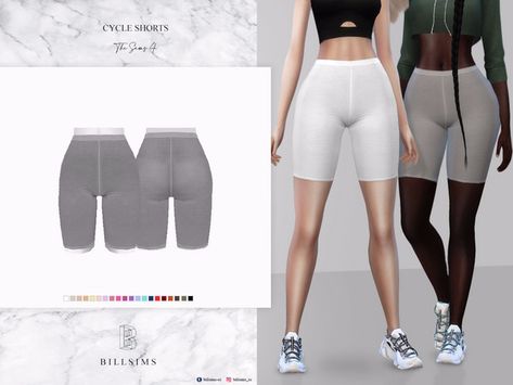 Bill Sims' Cycle Shorts Biker Shorts Sims 4 Cc, Sims 4 Biker Shorts, Cc Skin, Cycle Shorts, Female Cyclist, Skin Details, Female Biker, Tied Shirt, The Sims 4 Download