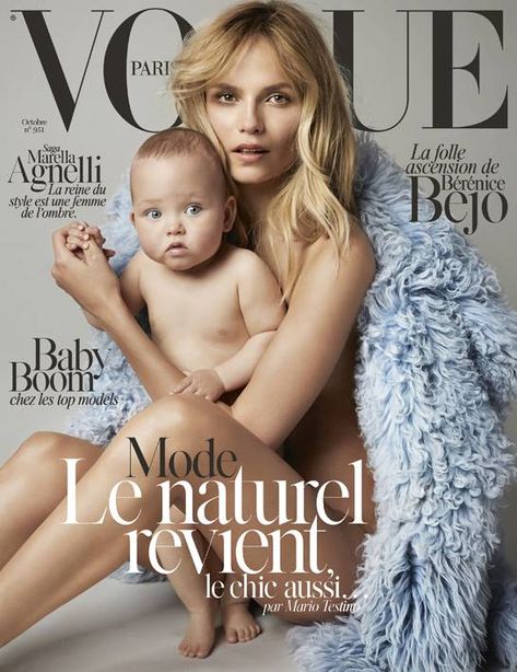 Natasha Poly and Baby Daughter Make the Cover of Vogue Paris (Forum Buzz) Mother Baby Photography, Paris October, Baby Mode, Vogue Magazine Covers, Emmanuelle Alt, Natasha Poly, Vogue France, Baby Boom, Family Shoot